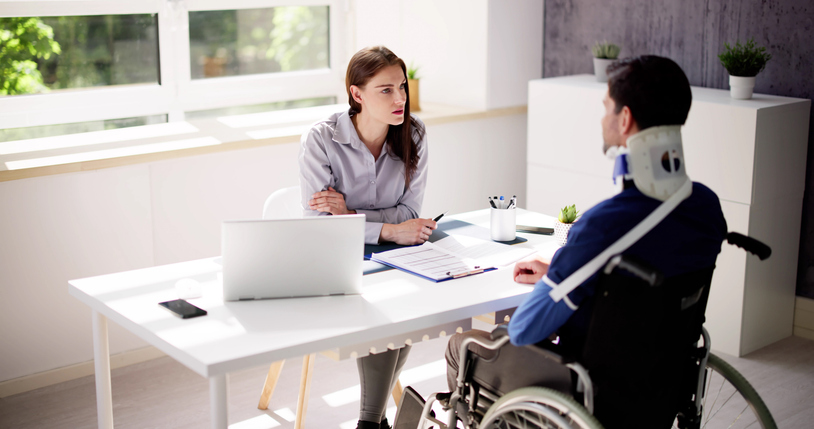 Accident Disability Claims Attorney Or Lawyer And Injured Client